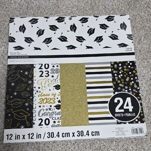 Recollections Graduation Gift Wrap Pack - Black, Gold, White
